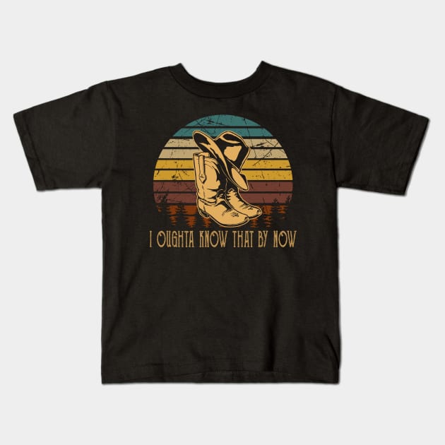 I Oughta Know That By Now Cowboys Hat & Boots Graphic Kids T-Shirt by Chocolate Candies